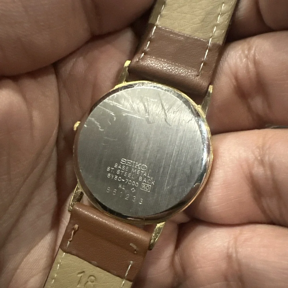 Working VTG Seiko 5Y30-7000 Rare Dial Mens Watch MONTRE OROLOGIO 31mm Brown 7.5